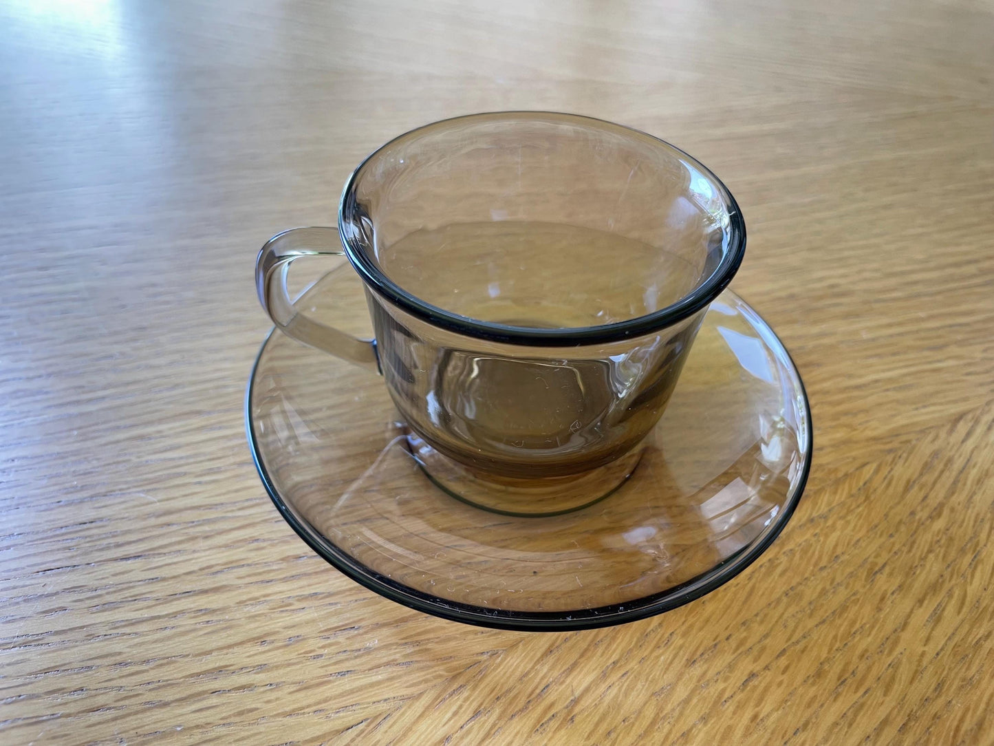 4 smoked glass espresso and saucer set