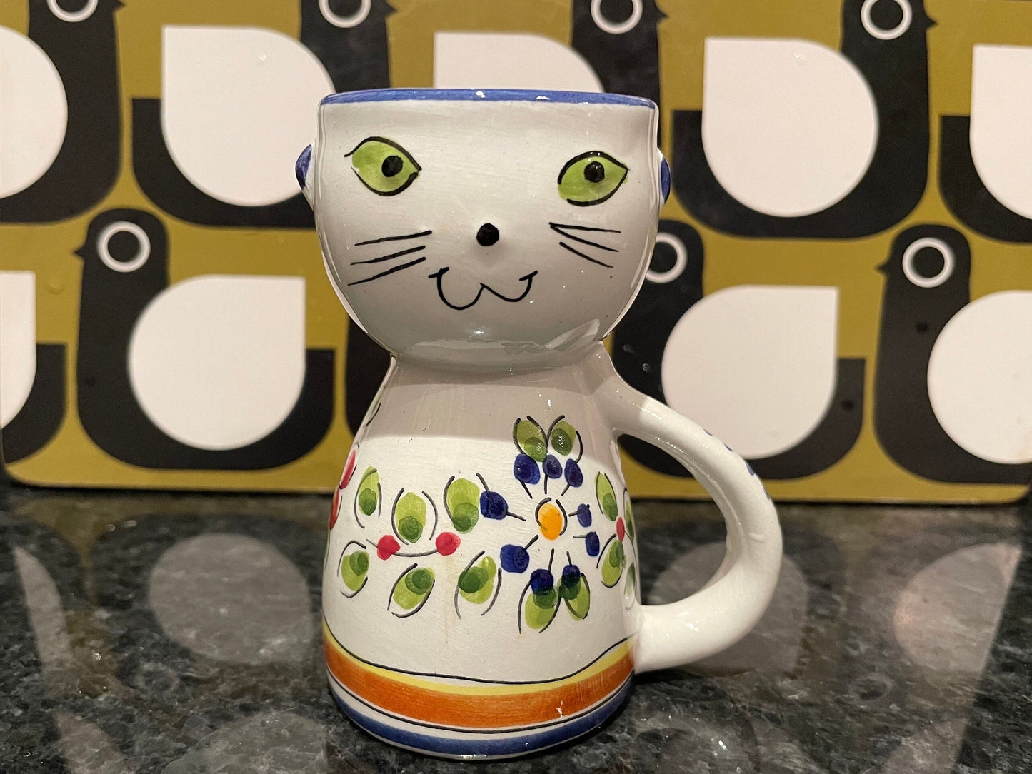 Pair of Vintage Secla Cat Egg Cups