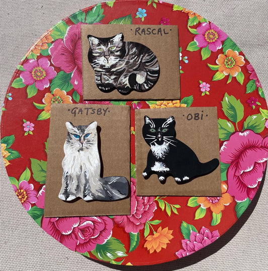 Custom Cat Magnet – Handmade Personalised Pet Gift – Pet Memorial – Cat Portrait – Unique Cat Lover Gift