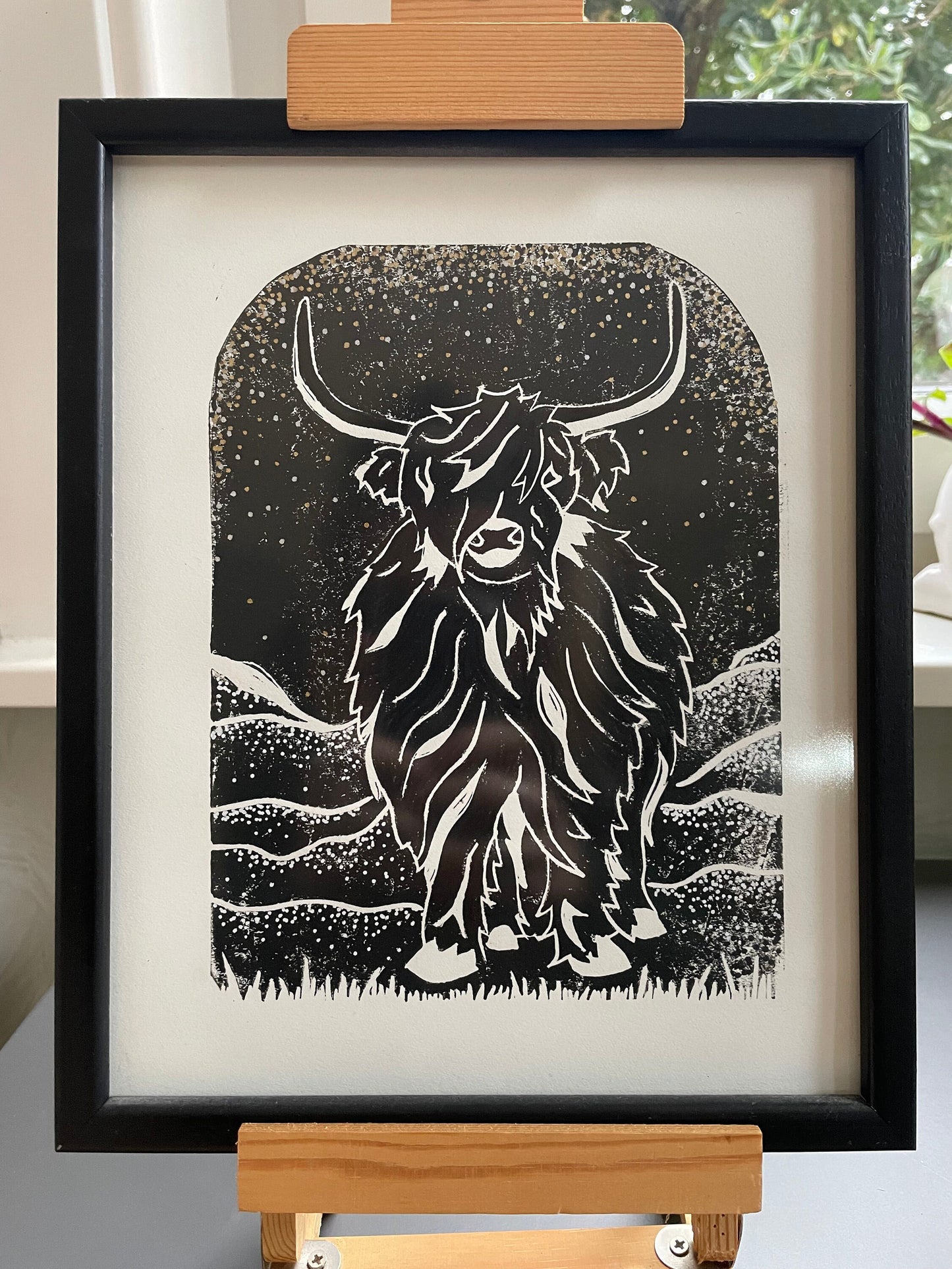 Highland Cow Lino Print