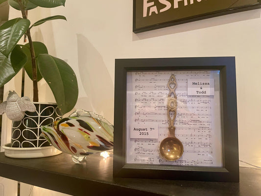Bespoke framed Welsh love spoon wedding and anniversary gift