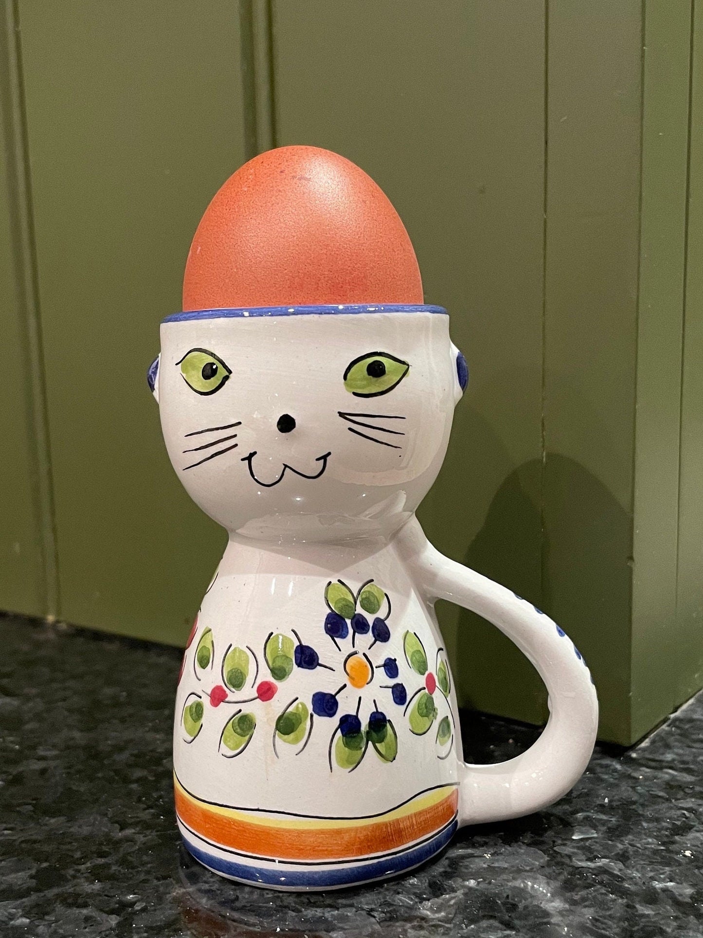 Pair of Vintage Secla Cat Egg Cups