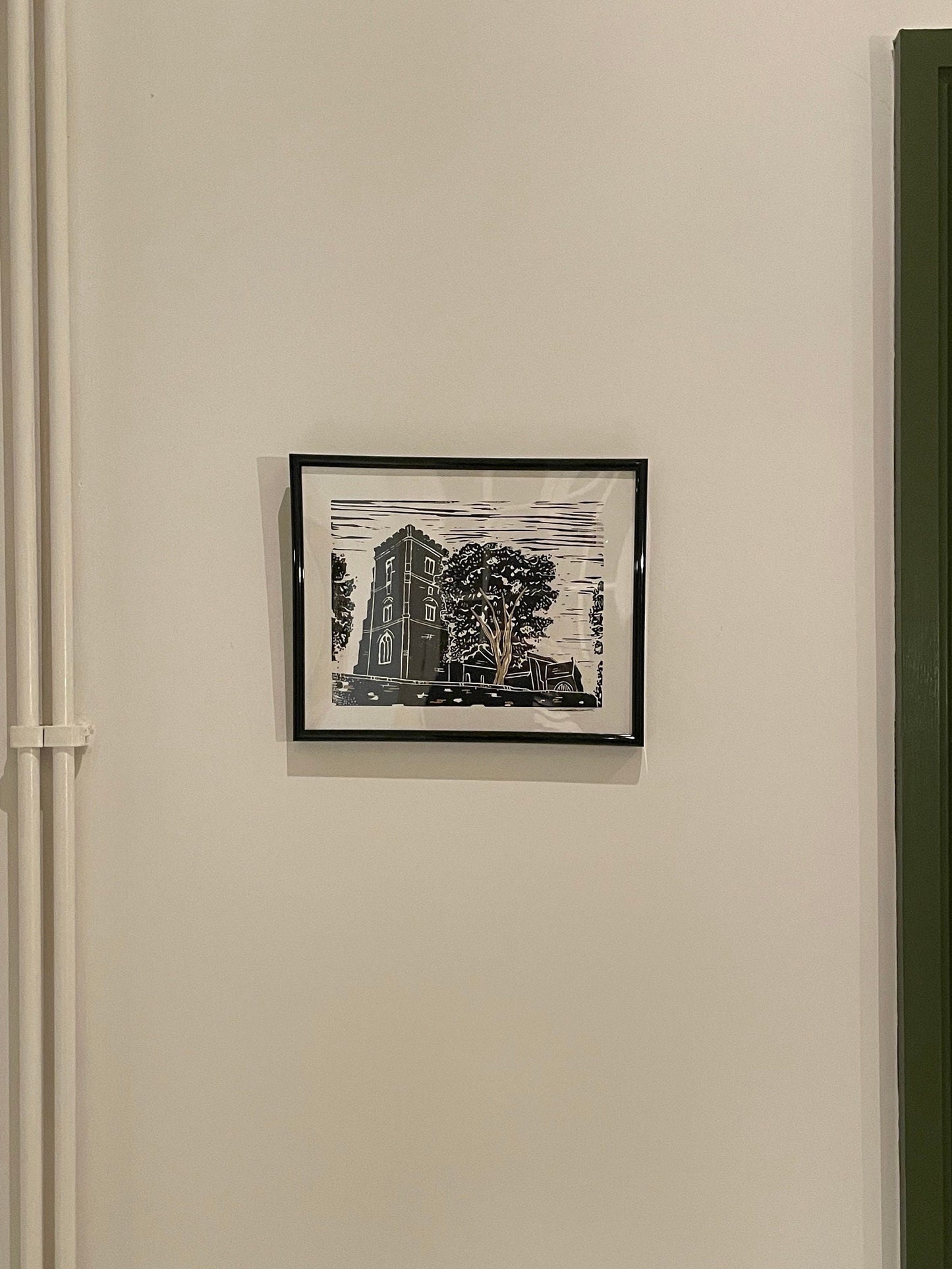 Newport St Woolos Cathedral original art Lino print