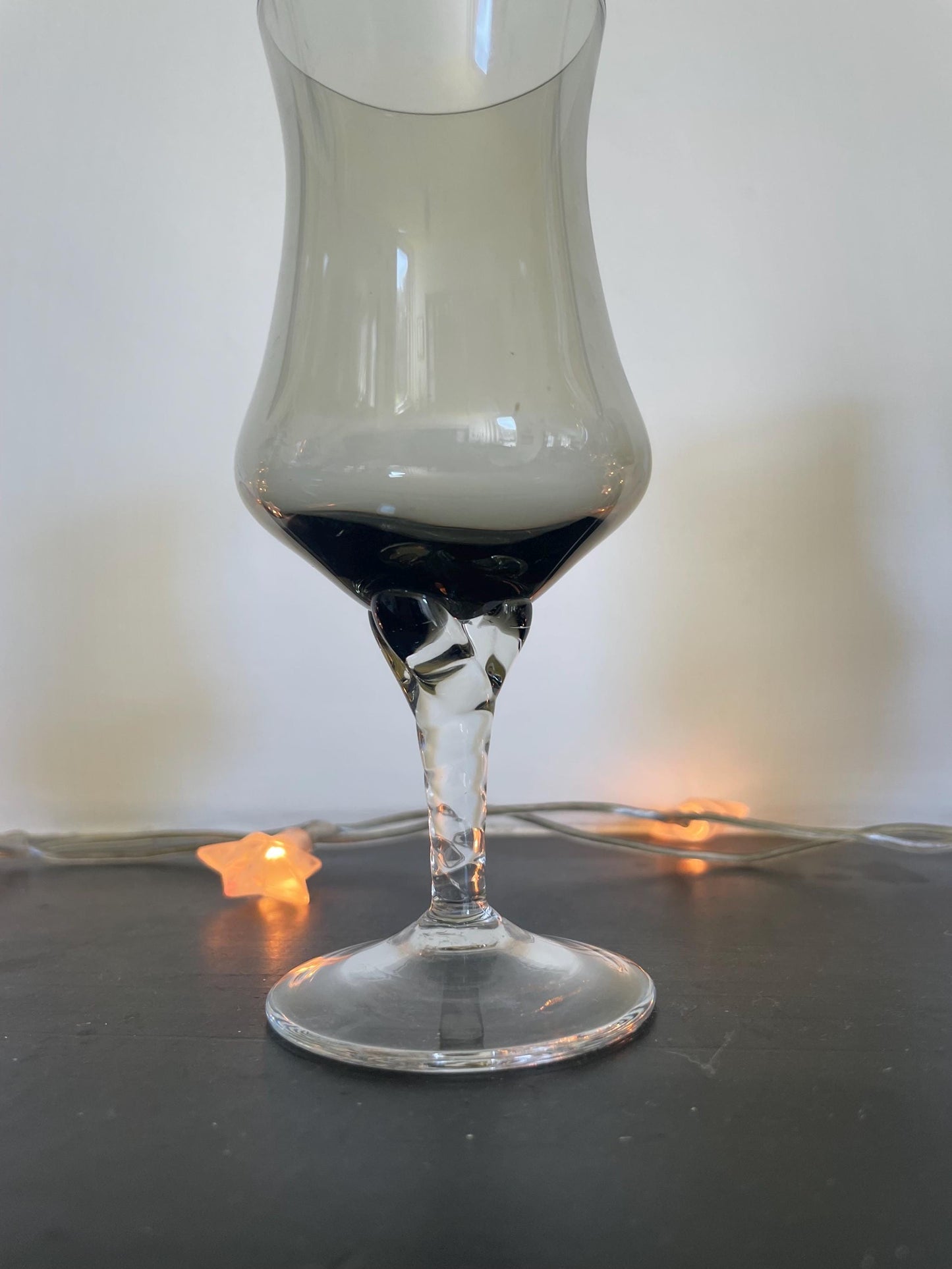 Vintage smoked black port glasses set
