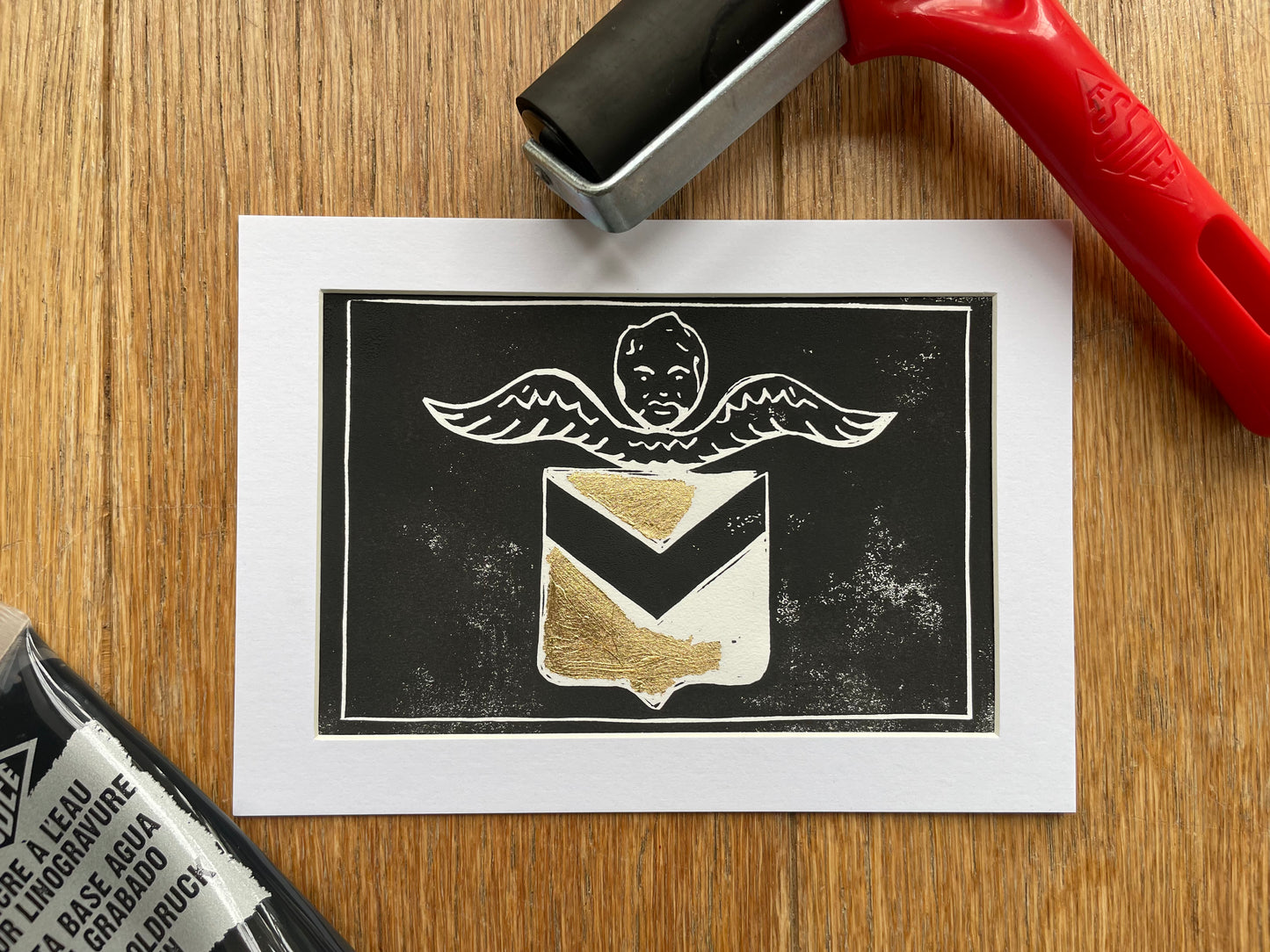Port Pics: Newport Cherub Lino Print (Stone Roses)
