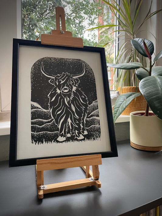 Highland Cow Lino Print