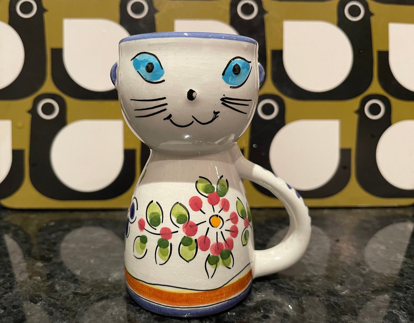 Pair of Vintage Secla Cat Egg Cups