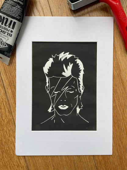 David Bowie Ziggy Stardust Lino Print