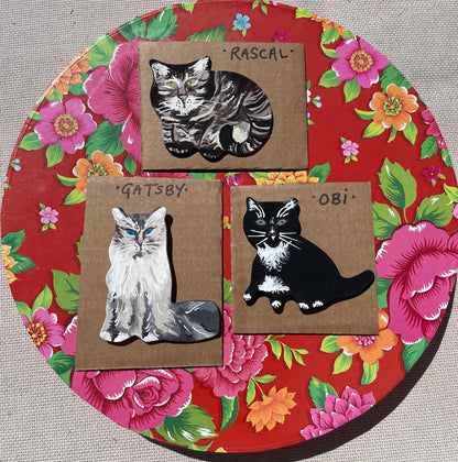 Custom Cat Magnet – Handmade Personalised Pet Gift – Pet Memorial – Cat Portrait – Unique Cat Lover Gift