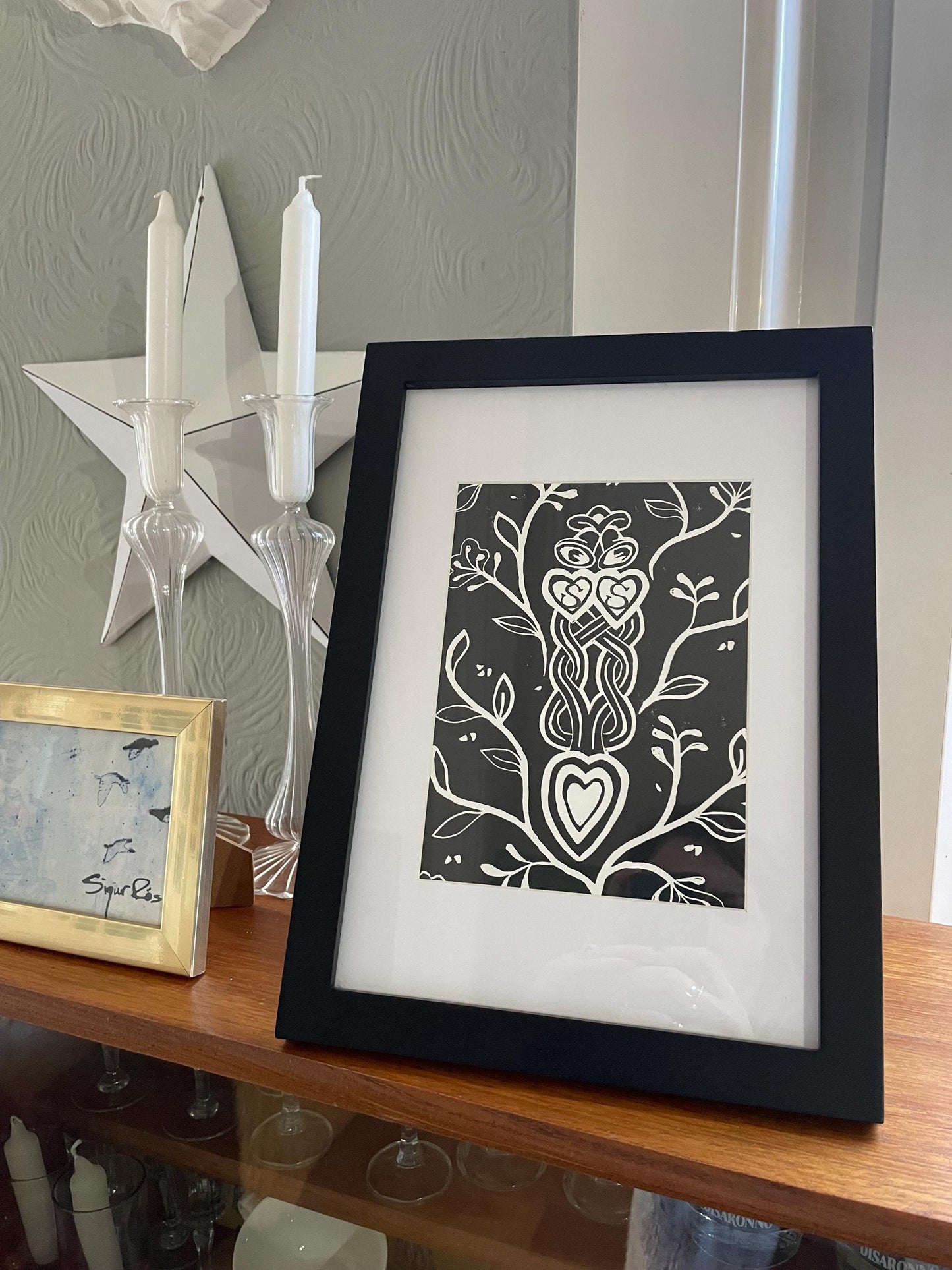 Welsh Love Spoon Lino Print - Customisable