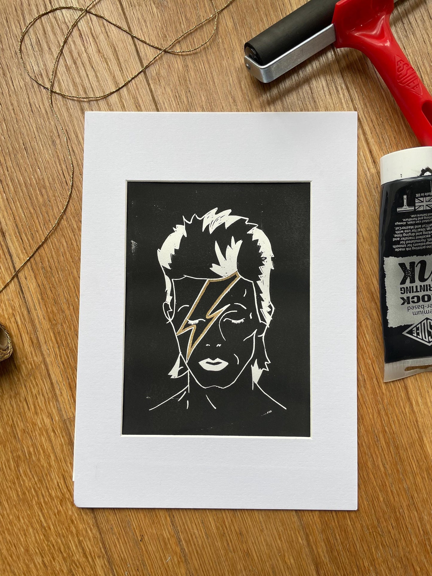 David Bowie Ziggy Stardust Lino Print