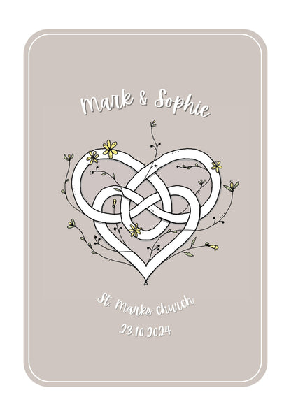 Celtic love knot illustration print - wedding, anniversary, keep sake gift.