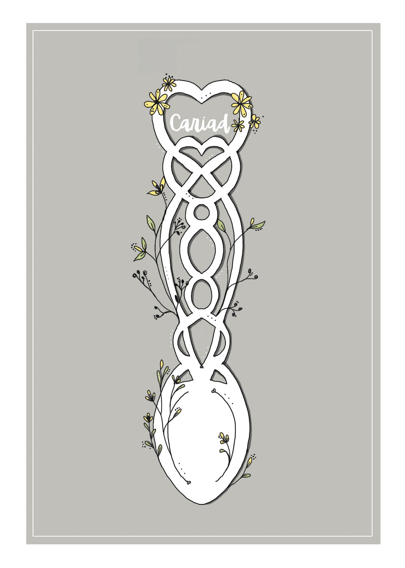 Welsh Love Spoon Llwy Garu illustration print - wedding, anniversary, keep sake gift