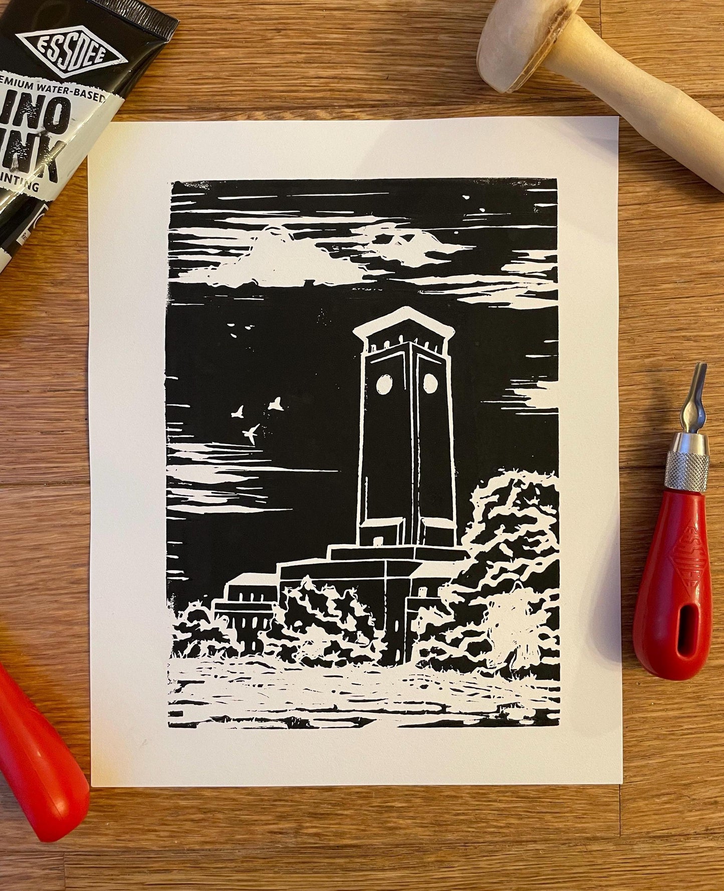 Newport Civic Centre Lino Print - ‘Port Pics’