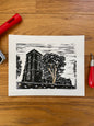 Newport St Woolos Cathedral original art Lino print