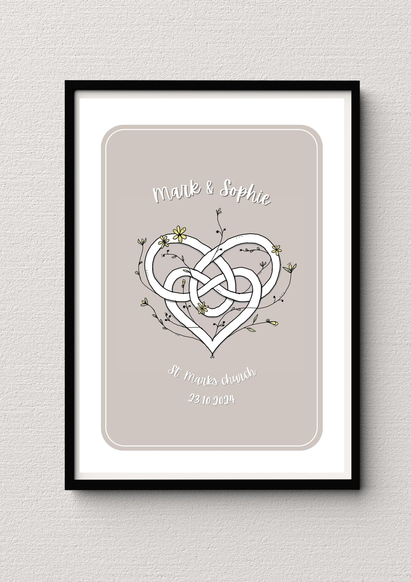 Celtic love knot illustration print - wedding, anniversary, keep sake gift.
